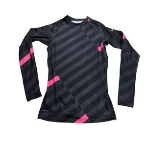 Nike Black Long Sleeve Athletic Top with Pink Accents